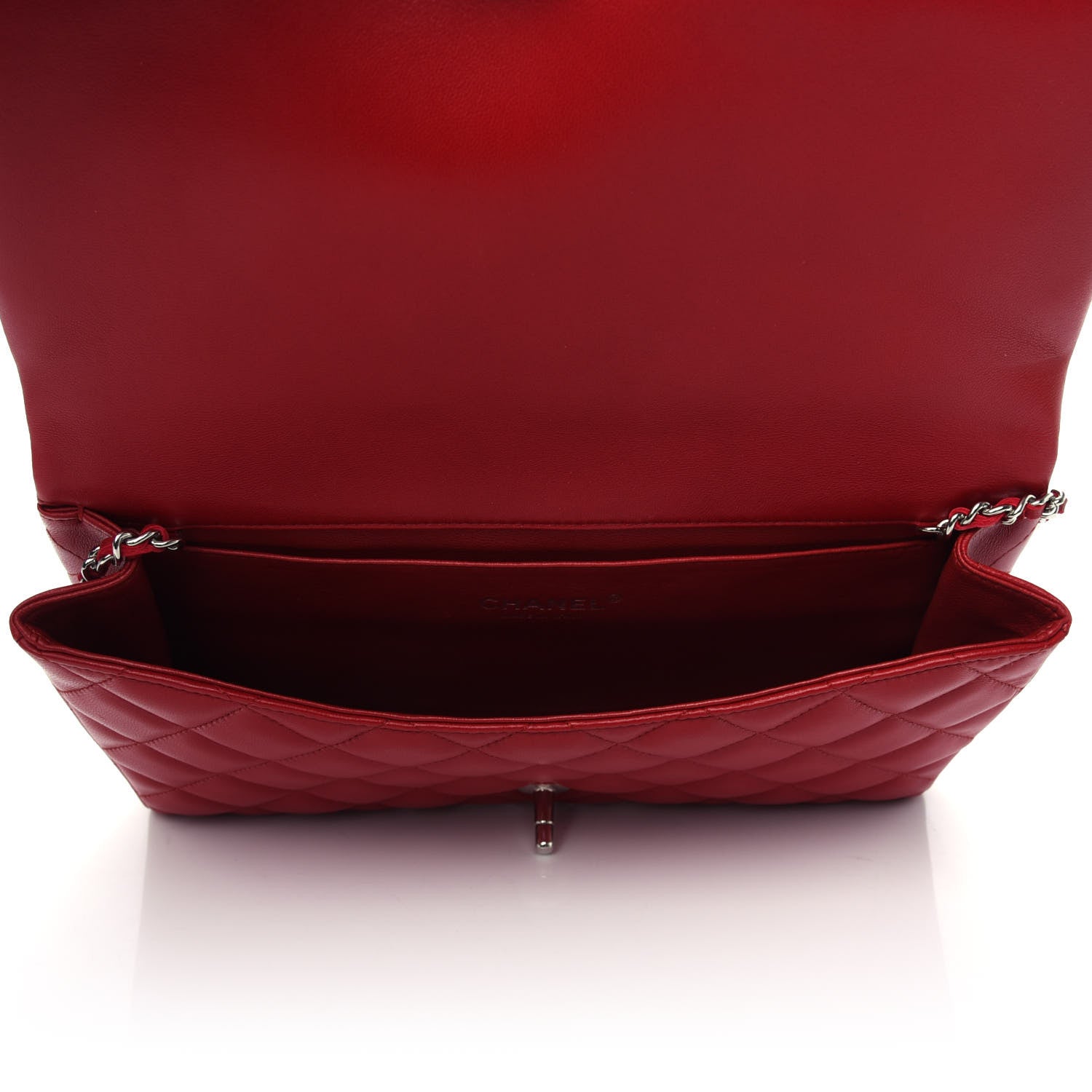 Chanel Lambskin Quilted Clutch With Chain Flap Red 5 of 10
