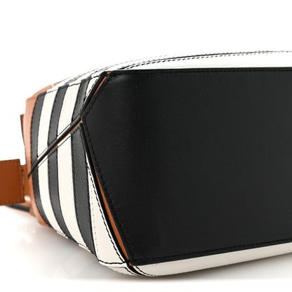 Loewe Calfskin Marine Stripe Small Puzzle Bag Tan Black White 8 of 9