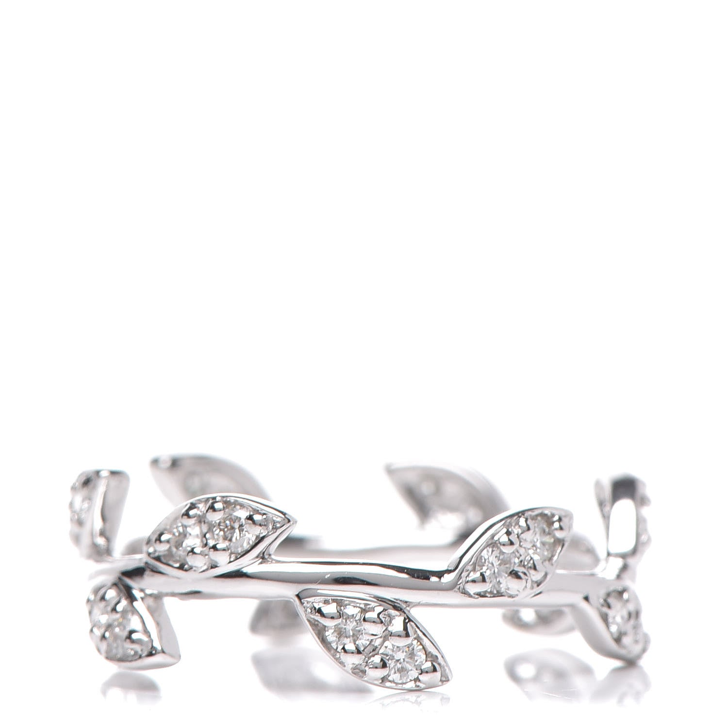 Tiffany 18K White Gold Diamond Narrow Paloma Picasso Olive Leaf Band Ring 49 4.75 3 of 4