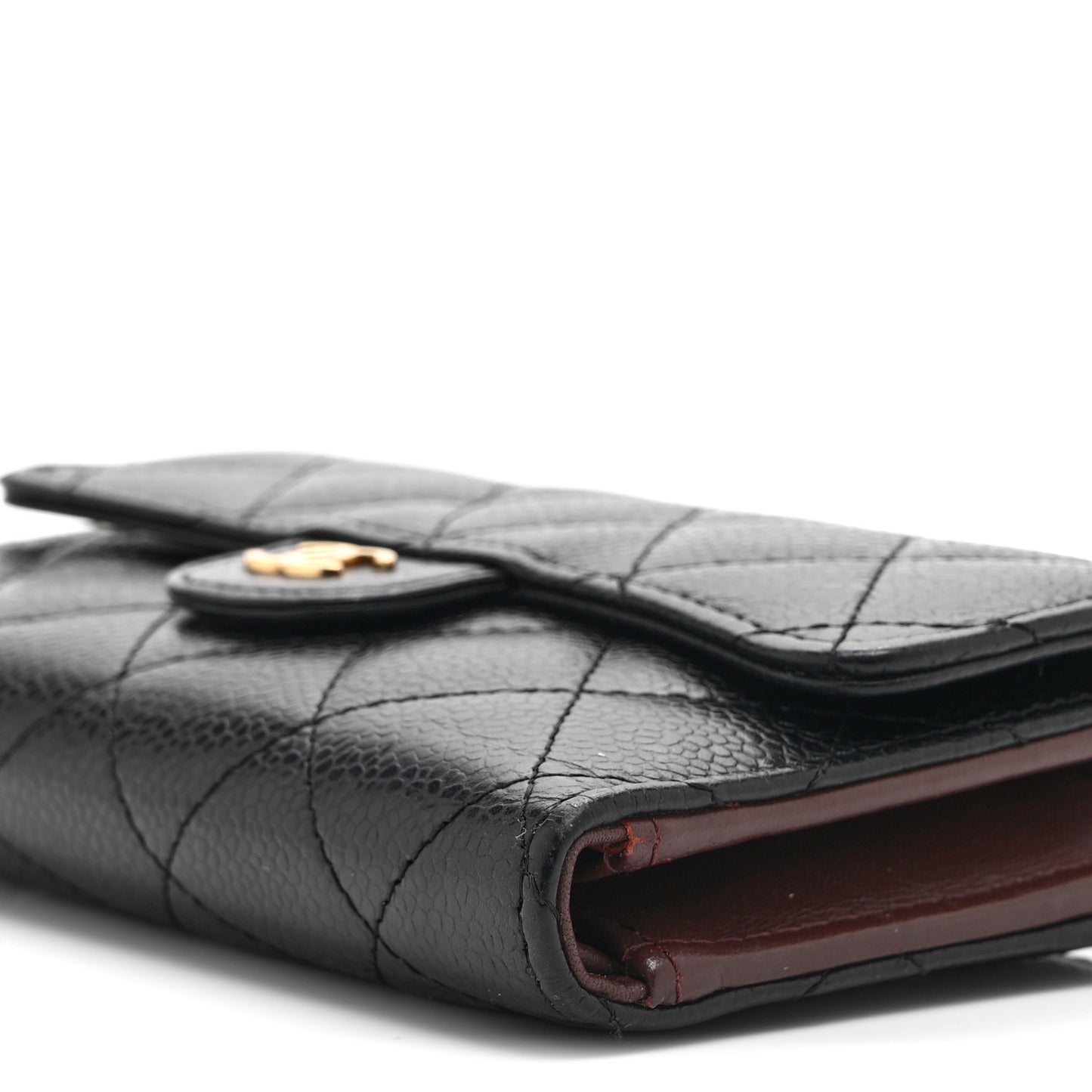 Caviar Quilted Medium Flap Wallet Black