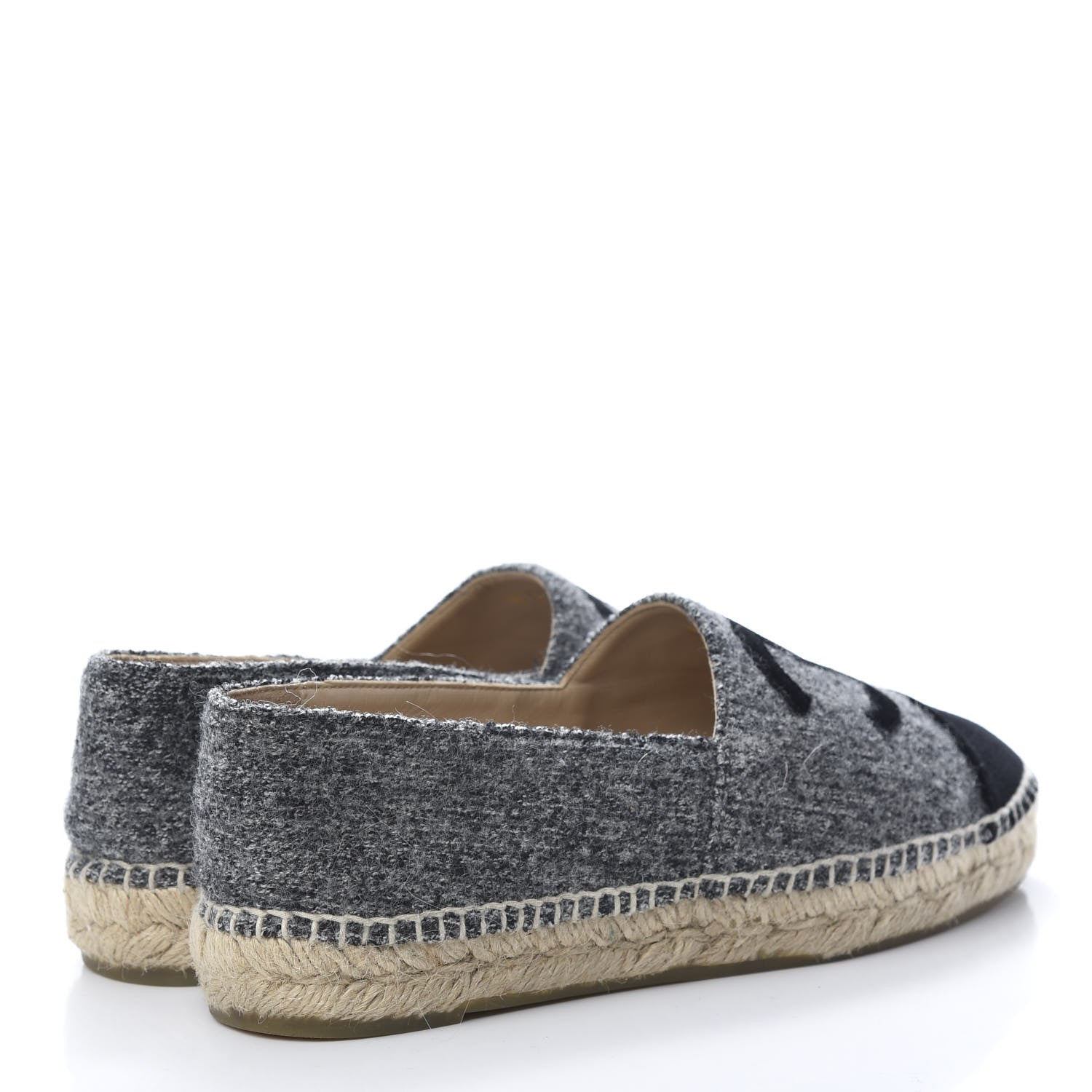 Chanel Tweed Velvet CC Espadrilles 38 Grey Black 4 of 11