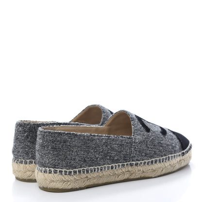 Chanel Tweed Velvet CC Espadrilles 38 Grey Black 4 of 11