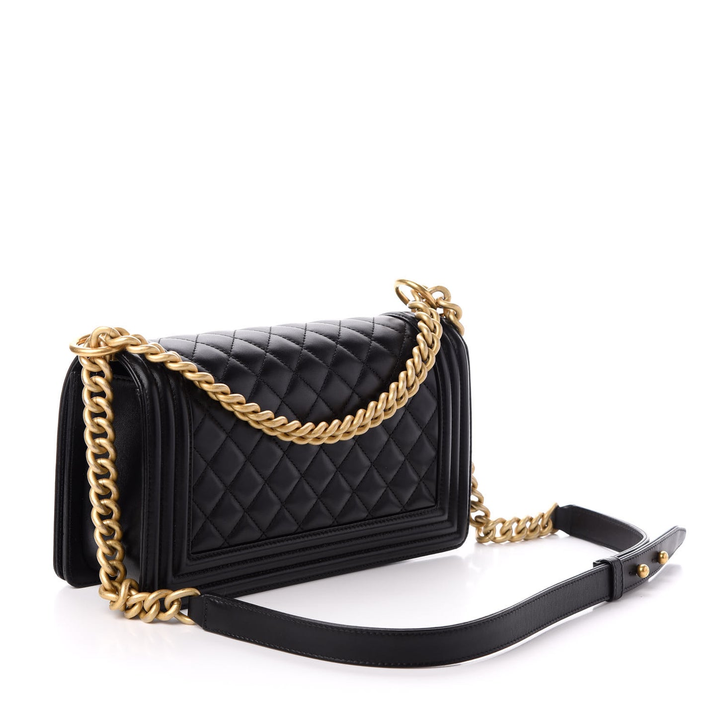 Lambskin Quilted Medium Boy Flap Black