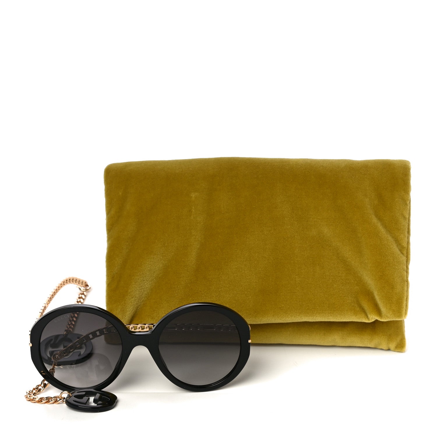 Gucci Acetate Detachable Charm Oversized Frame Round Sunglasses GG0726S Black 7 of 8