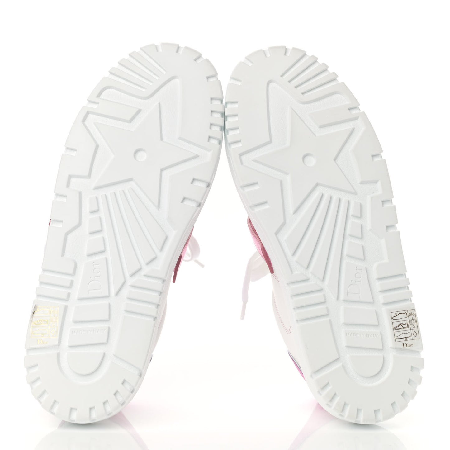 Laminated Calfskin Dior-ID Platform Sneakers 38 White Metallic Pink