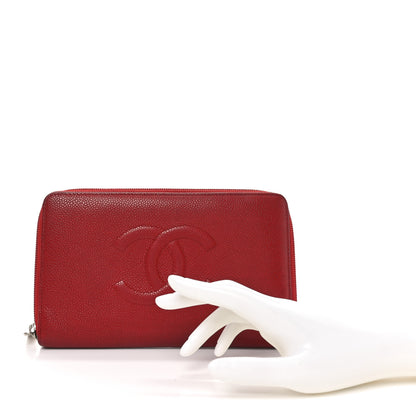 Chanel Caviar Large CC Timeless Zip Around Organizer Wallet Red 2 of 10