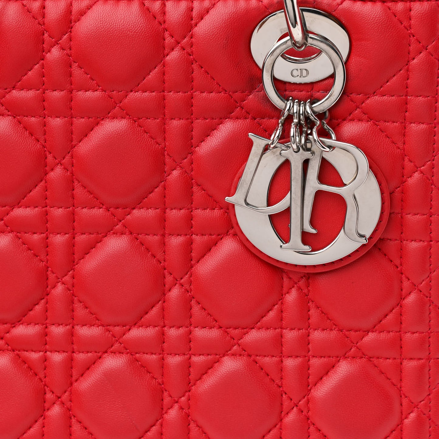 Lambskin Cannage Medium Lady Dior Red