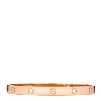 Cartier 18K Pink Gold 4 Diamond LOVE Bracelet 18 3 of 10