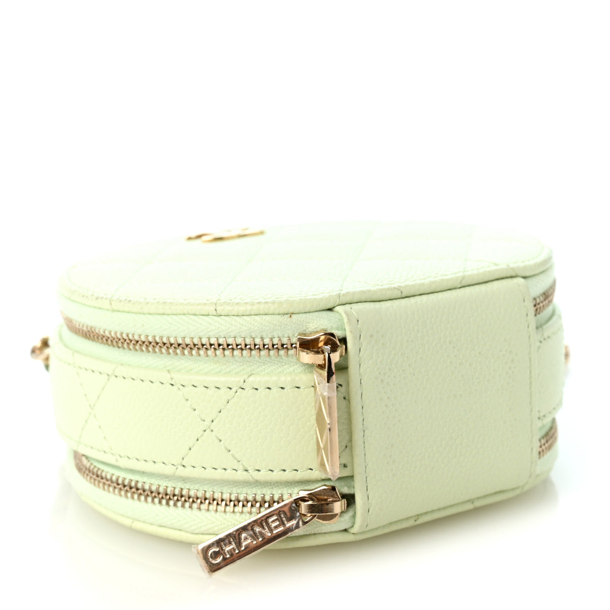 Chanel Caviar Quilted Round Handle With Care Vanity With Chain Light Green 4 of 12