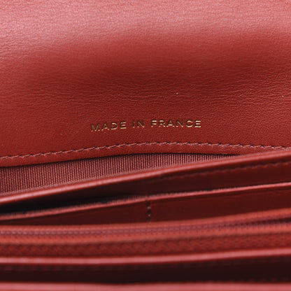 Chanel Calfskin Quilted Boy Chain Around Flap Wallet Red 6 of 13