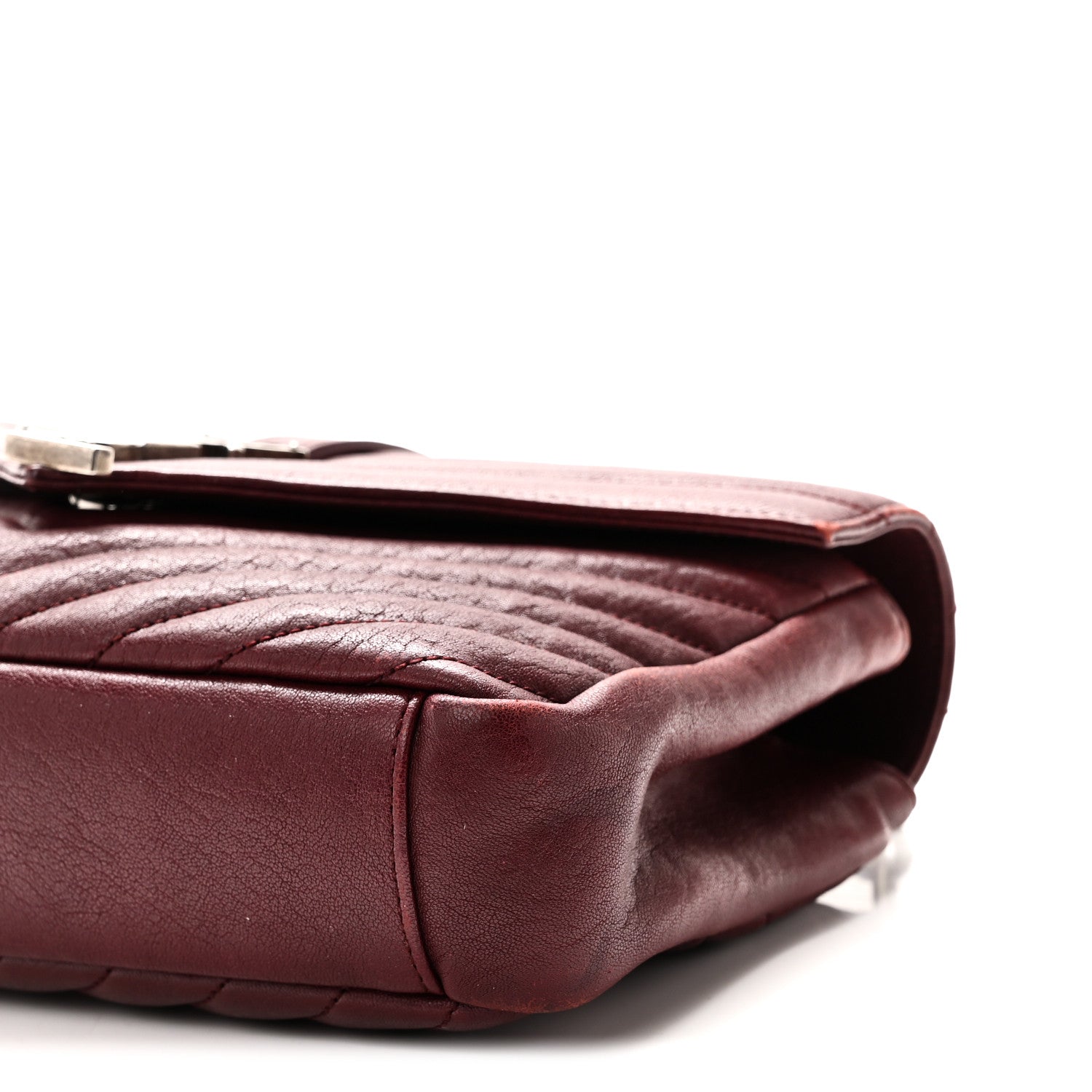 Saint Laurent Sheepskin Matelasse Chevron Monogram Medium College Bag Rouge Legion 10 of 12