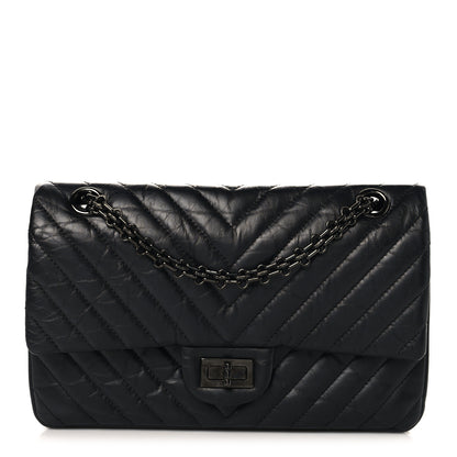 Chanel Aged Calfskin Chevron Quilted 2.55 Reissue 225 Flap So Black 1 of 10