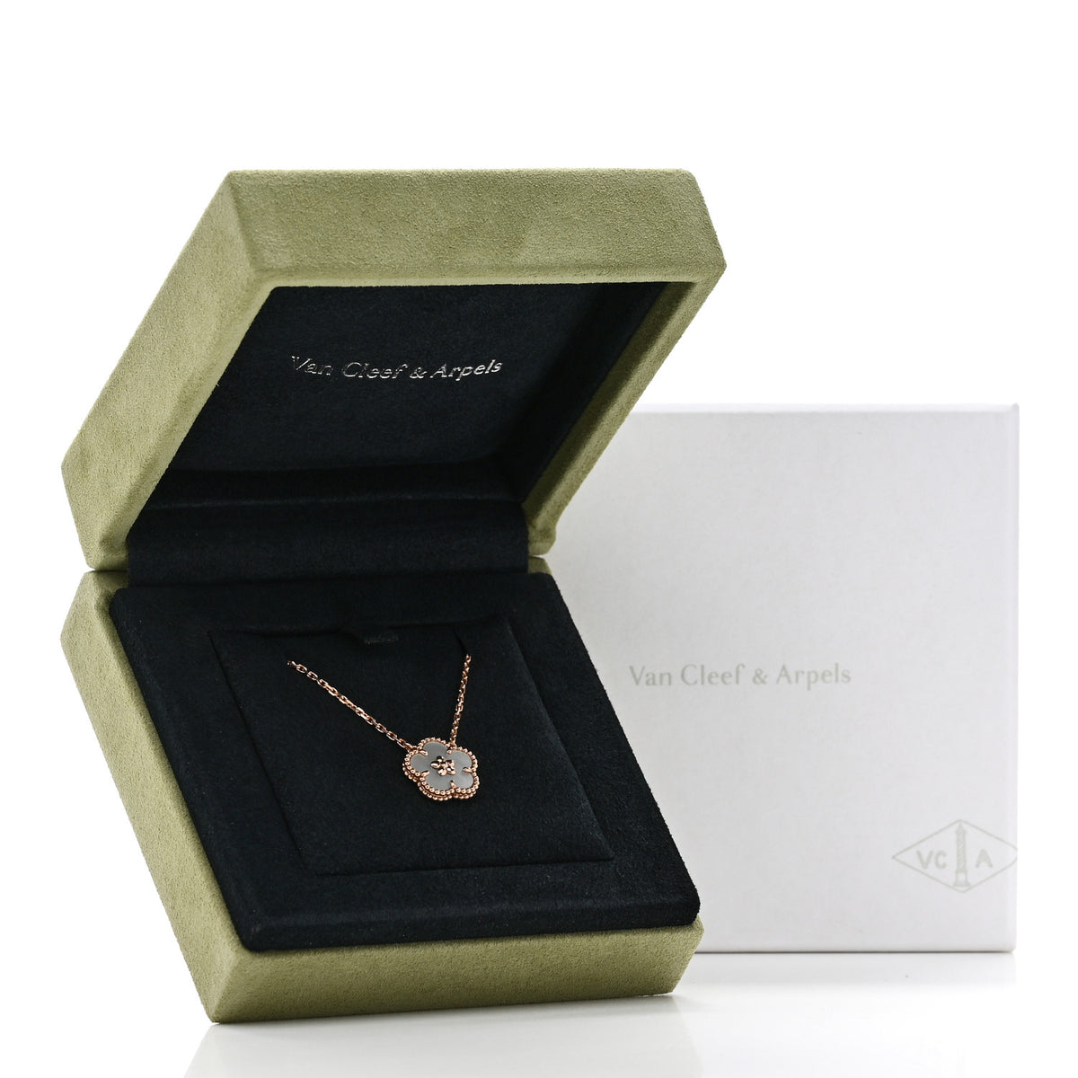 Van Cleef & Arpels 18K Rose Gold Mother of Pearl Lucky Spring Plum Blossom Necklace 6 of 6