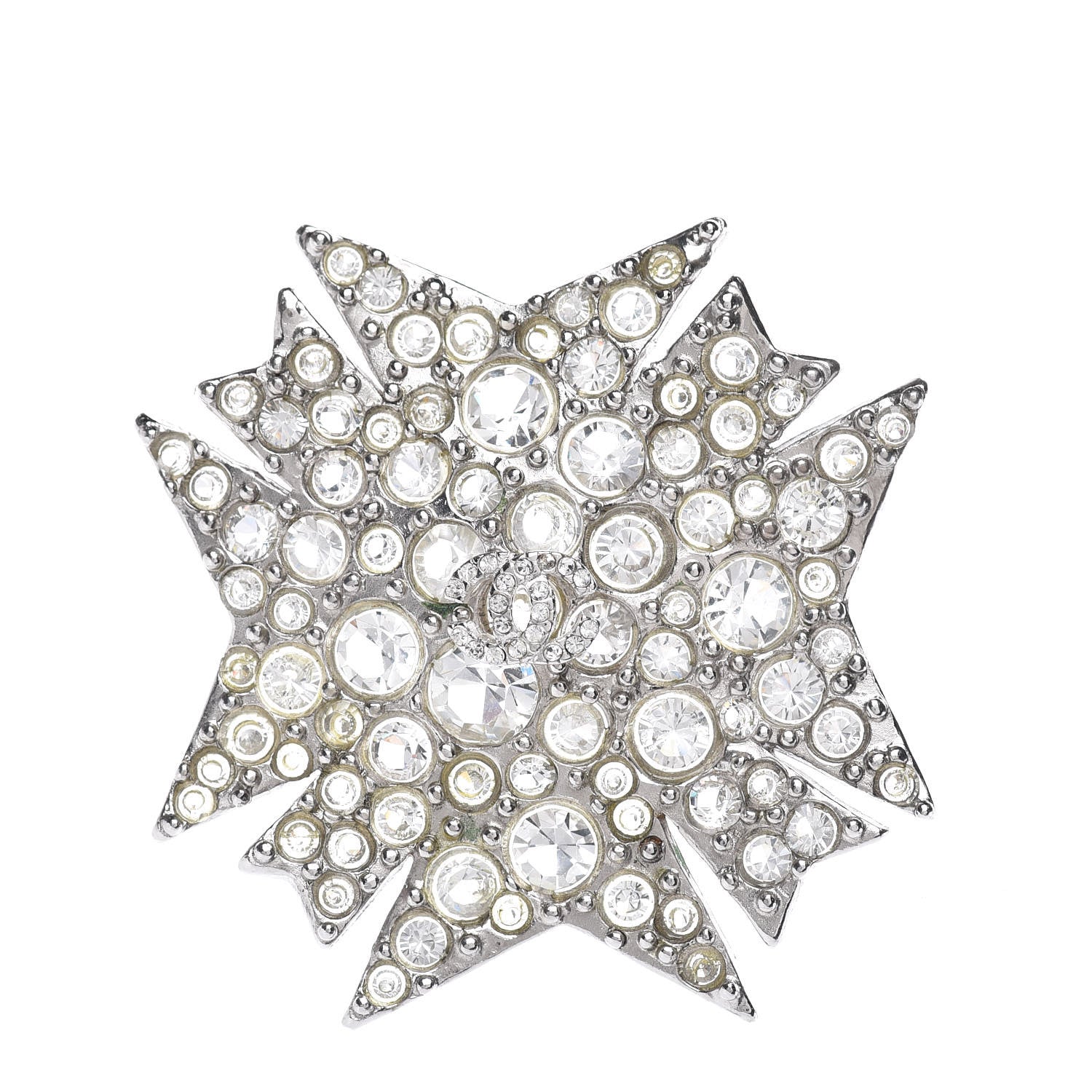 Chanel Crystal Pearl Enamel CC Brooch Black 1 of 5