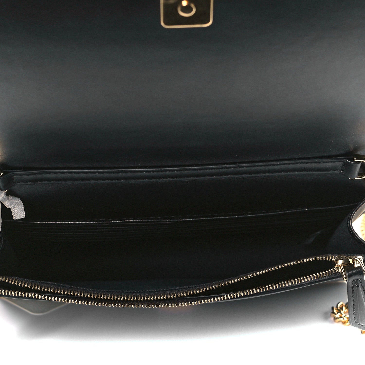 Fendi Vitello King Tamponato Logo Embossed Medium Wallet On Chain Black 4 of 9