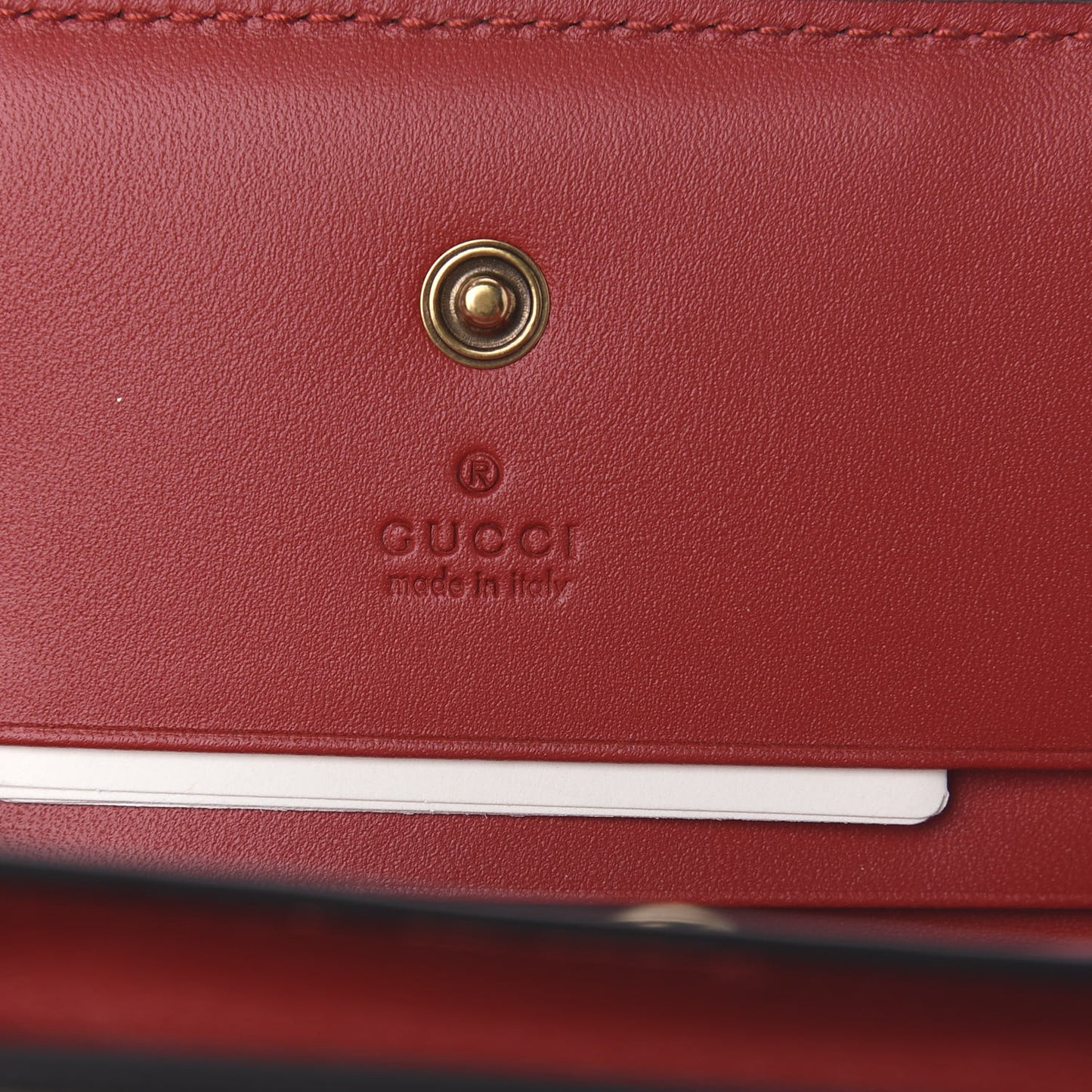 GG Supreme Monogram Cherry Embellished Card Case Wallet Hibiscus Red