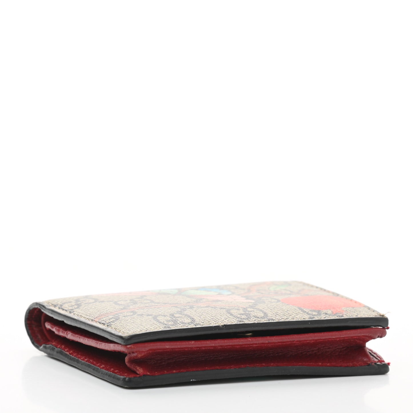 GG Supreme Monogram Tian Card Case Beige Multicolor Red