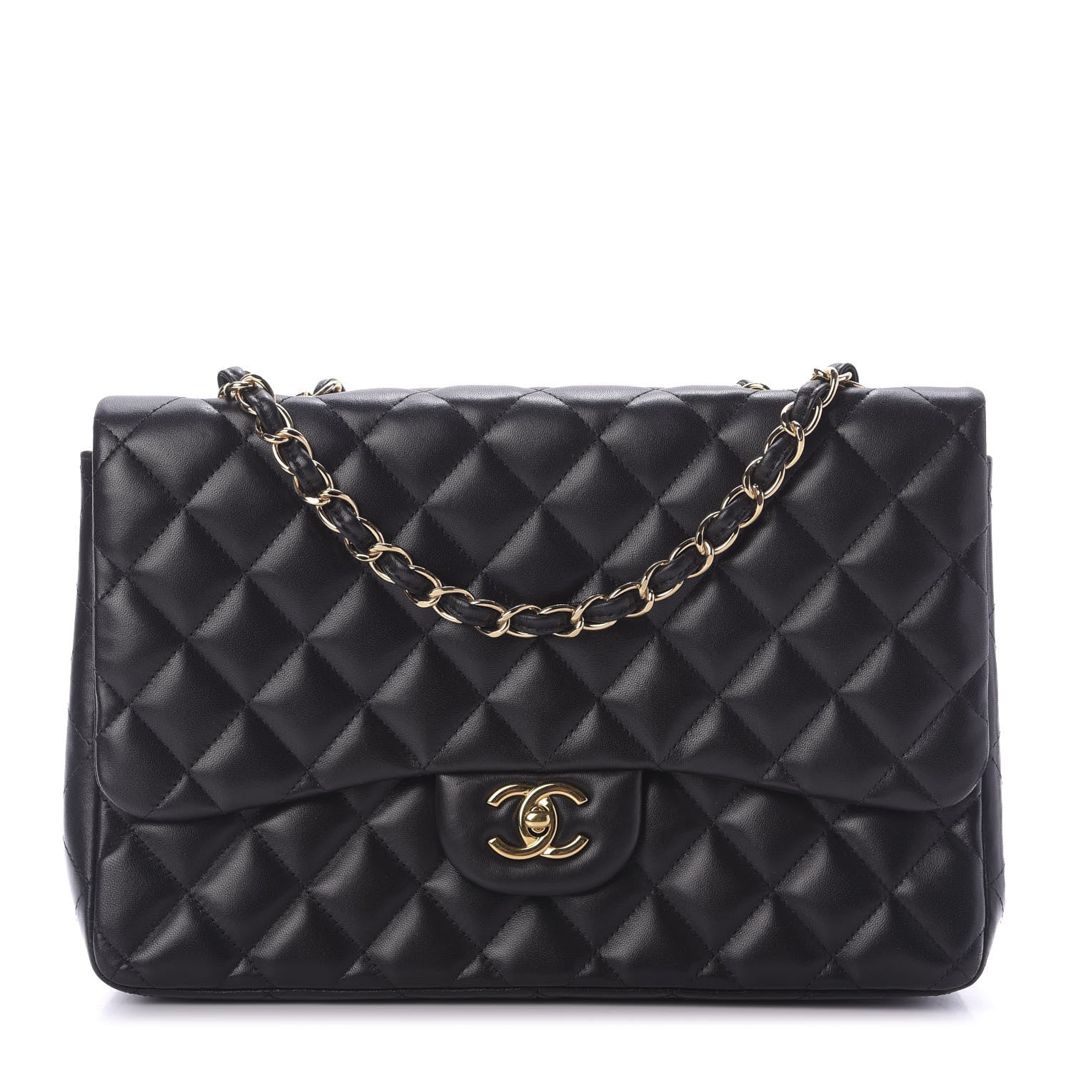Chanel Lambskin Quilted Jumbo Single Flap Black 1 of 10