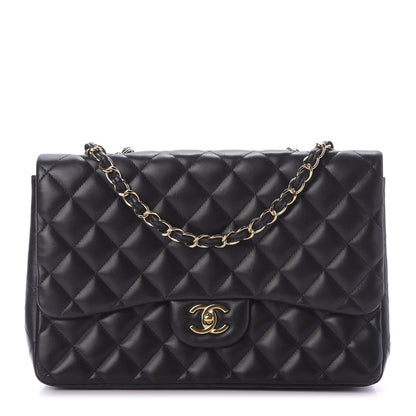 Chanel Lambskin Quilted Jumbo Single Flap Black 1 of 10
