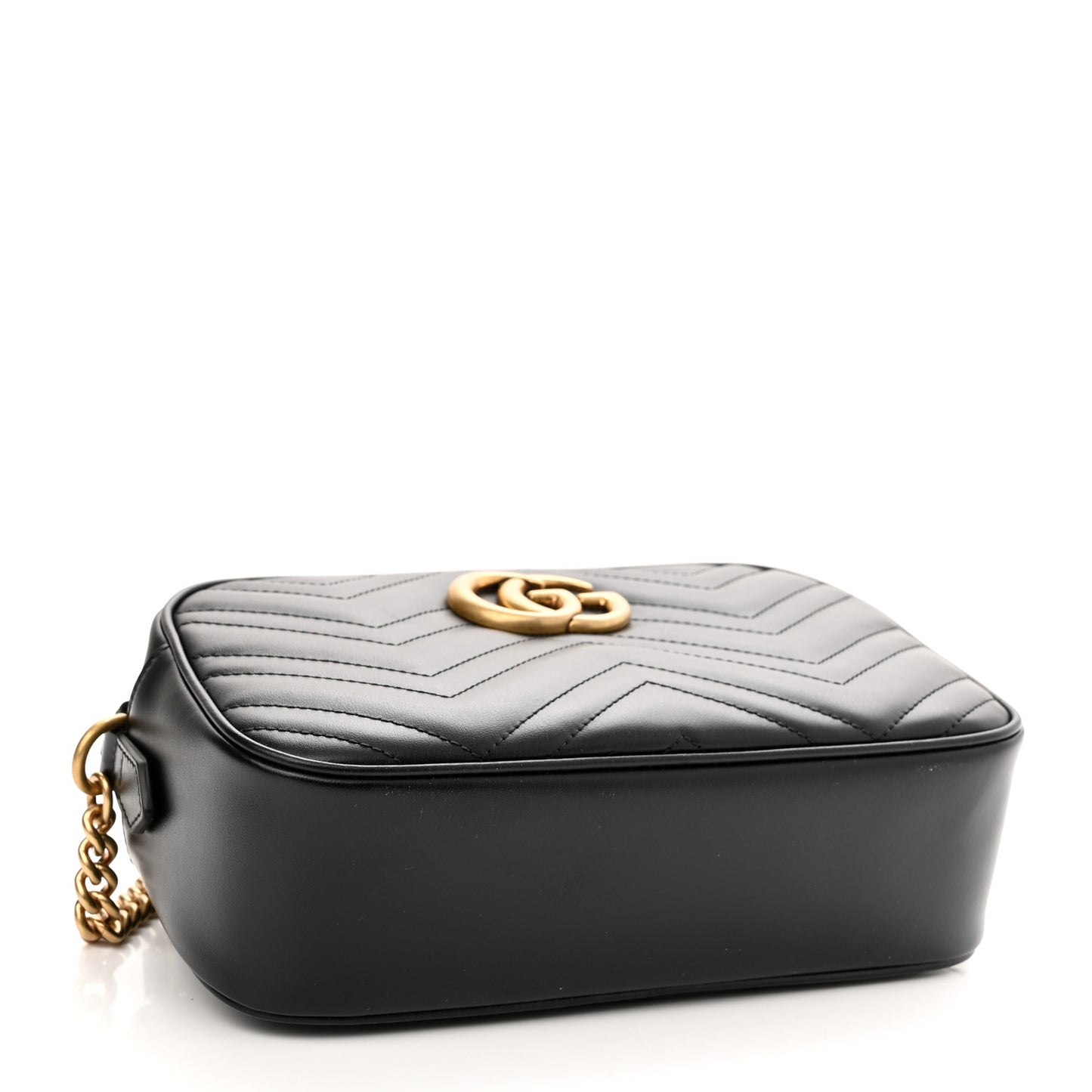 Calfskin Matelasse Small GG Marmont Chain Shoulder Bag Black