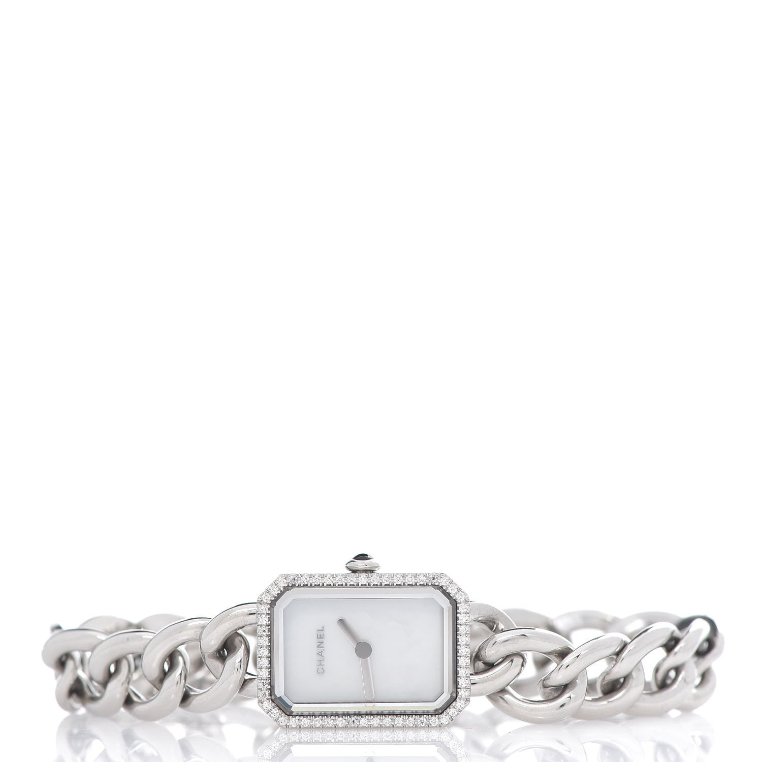 Chanel Stainless Steel Diamond Bezel Mother of Pearl 16mm Chain Premiere Quartz Watch 3 of 6