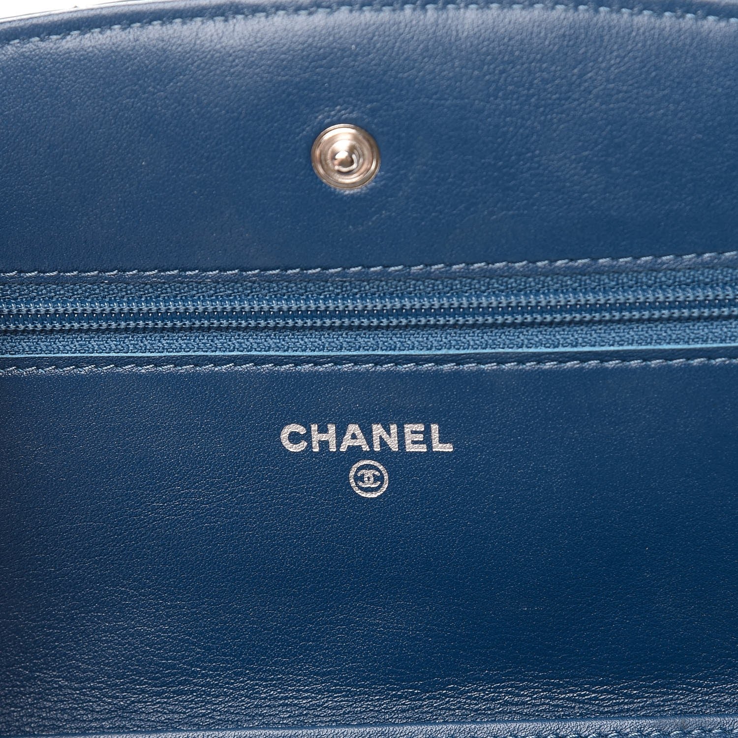 Chanel Patent Quilted Brilliant Wallet On Chain WOC Blue 6 of 13