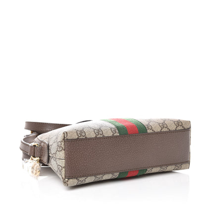 Gucci GG Supreme Monogram Textured Dollar Calfskin Web Small Ophidia Dome Shoulder Bag Beige Ebony New Acero 4 of 7
