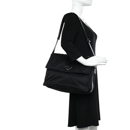 Prada Re-Nylon Vitello Padded Large Flap Shoulder Bag Black 2 of 12