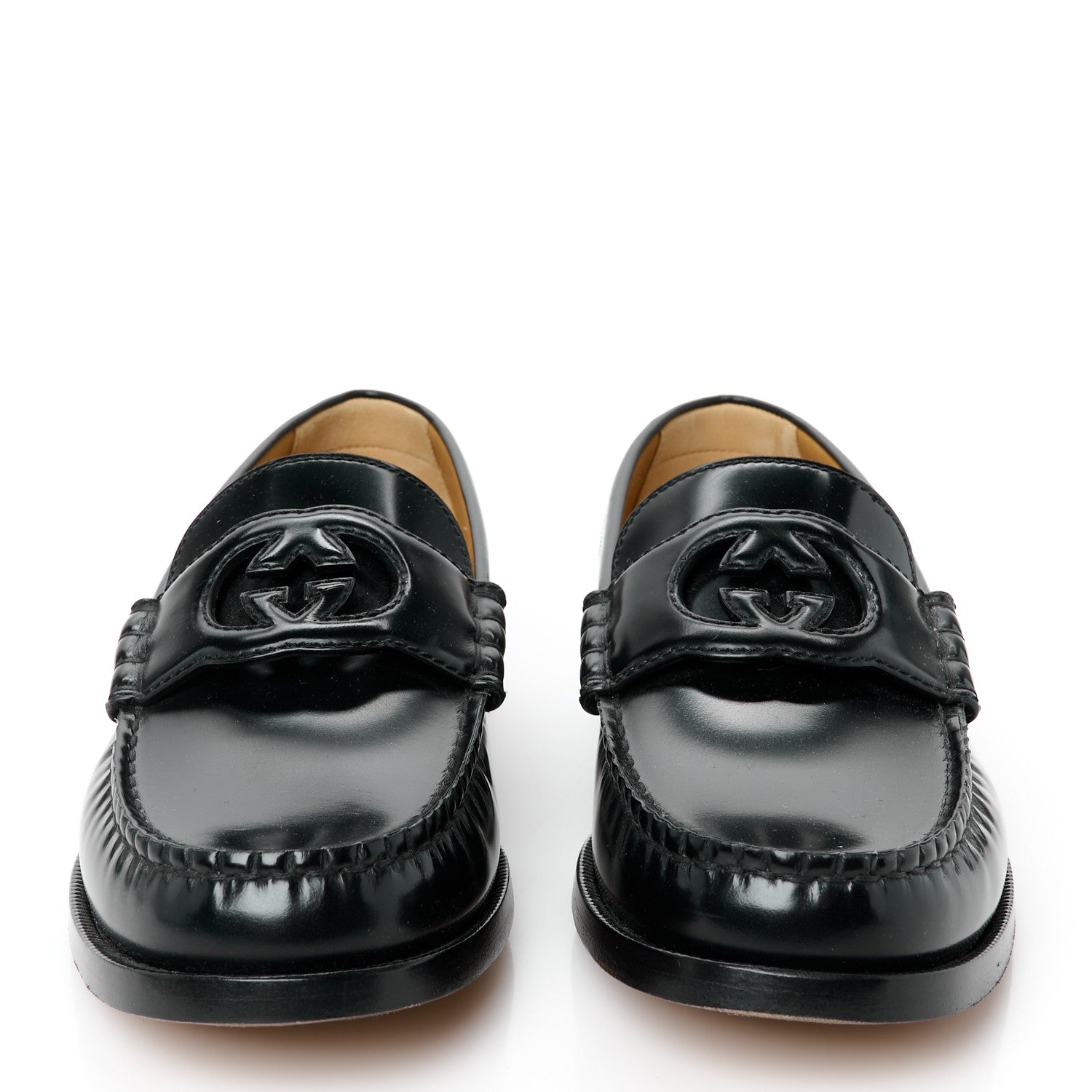 Gucci Calfskin Mens Interlocking G Millennial Ribot Loafers 7 Black 3 of 9