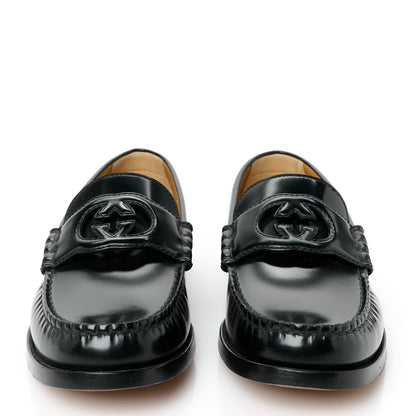 Gucci Calfskin Mens Interlocking G Millennial Ribot Loafers 7 Black 3 of 9