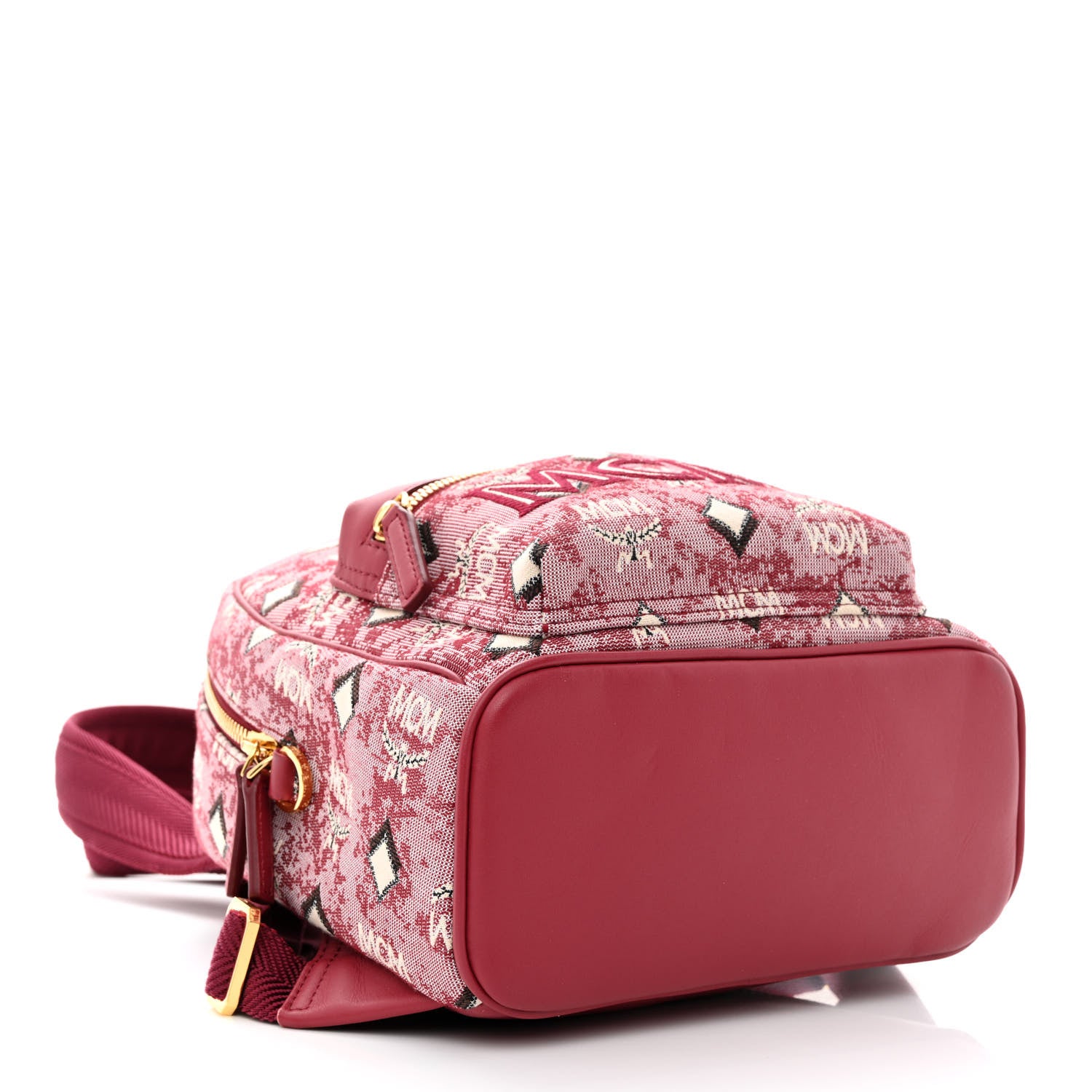 MCM Jacquard Monogram Mini Backpack Red 4 of 12