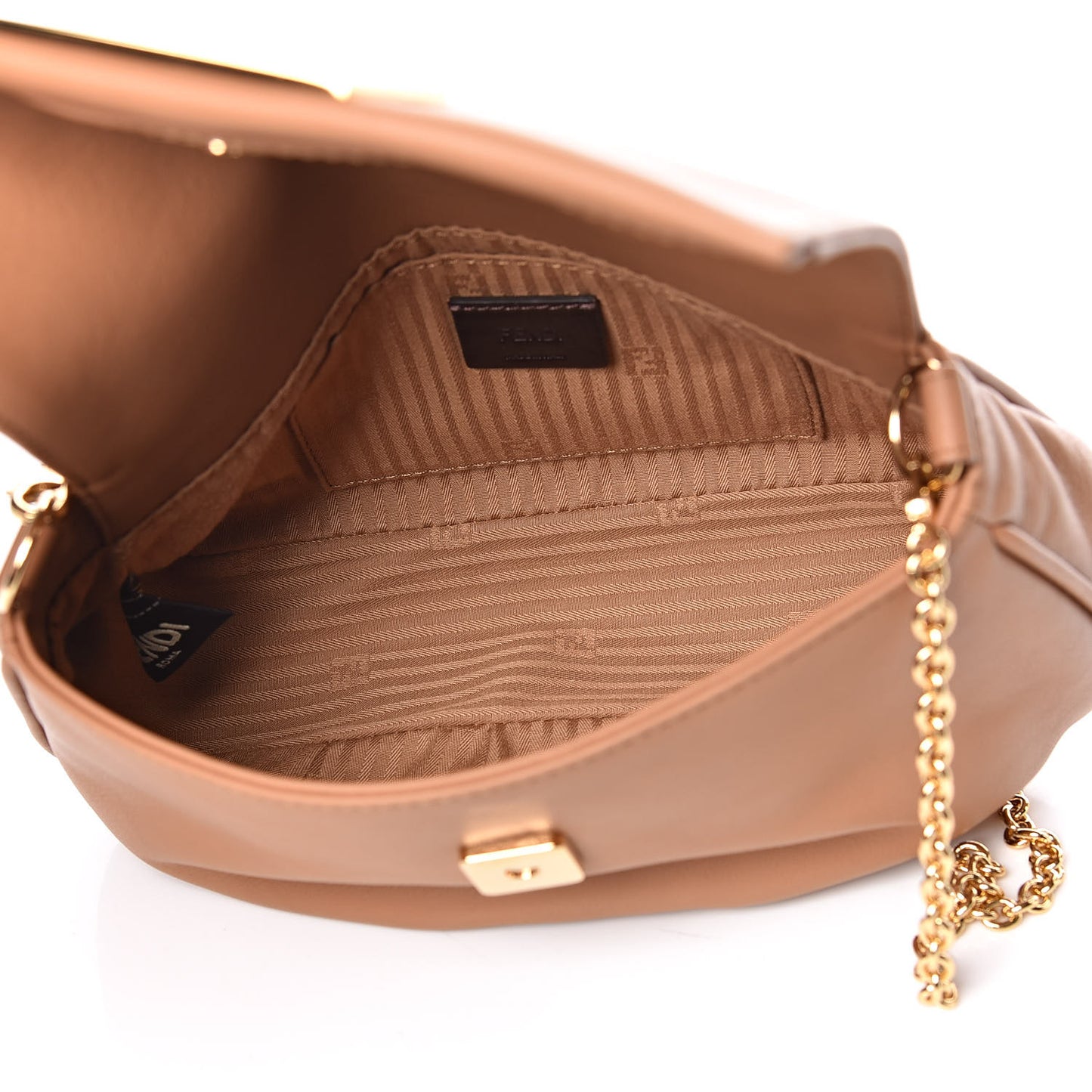 Vitello Flamingo Enamel Fendista Pouchette Crossbody Orzo