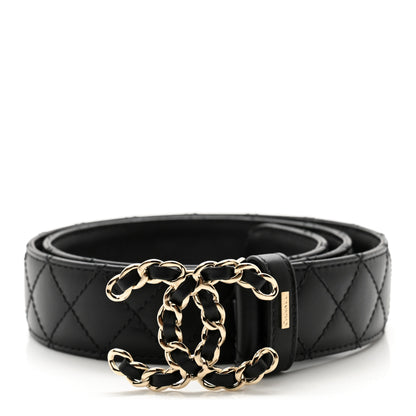 Chanel Calfskin Quilted CC Chain Belt 75 30 Black 1 of 7