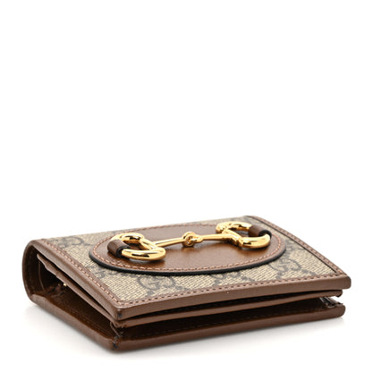 Gucci GG Supreme Monogram Horsebit 1955 Card Case Wallet Beige Ebony Brown Sugar 4 of 10