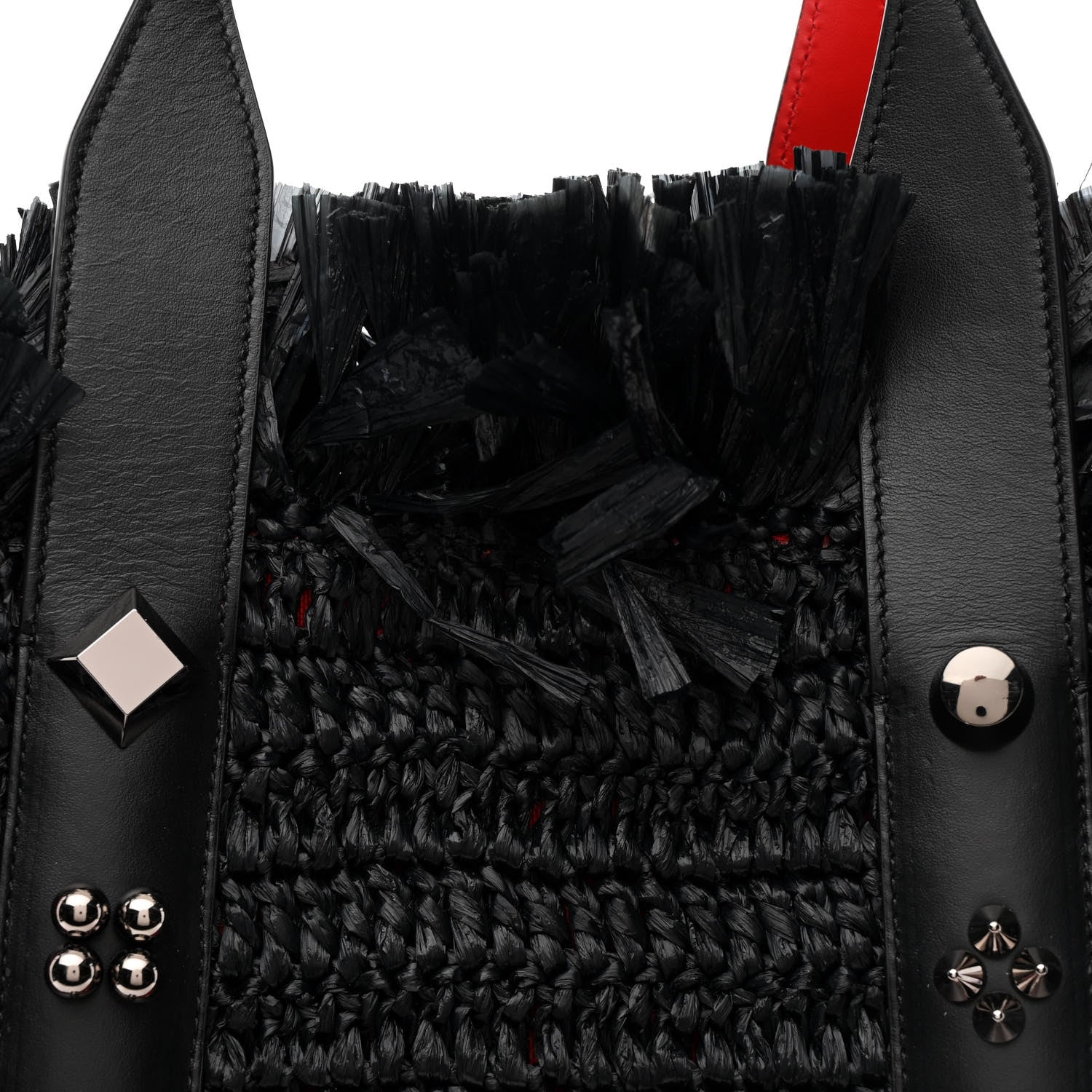 Christian Louboutin Raffia Medium Frangibus Starlight Tote Black 8 of 12