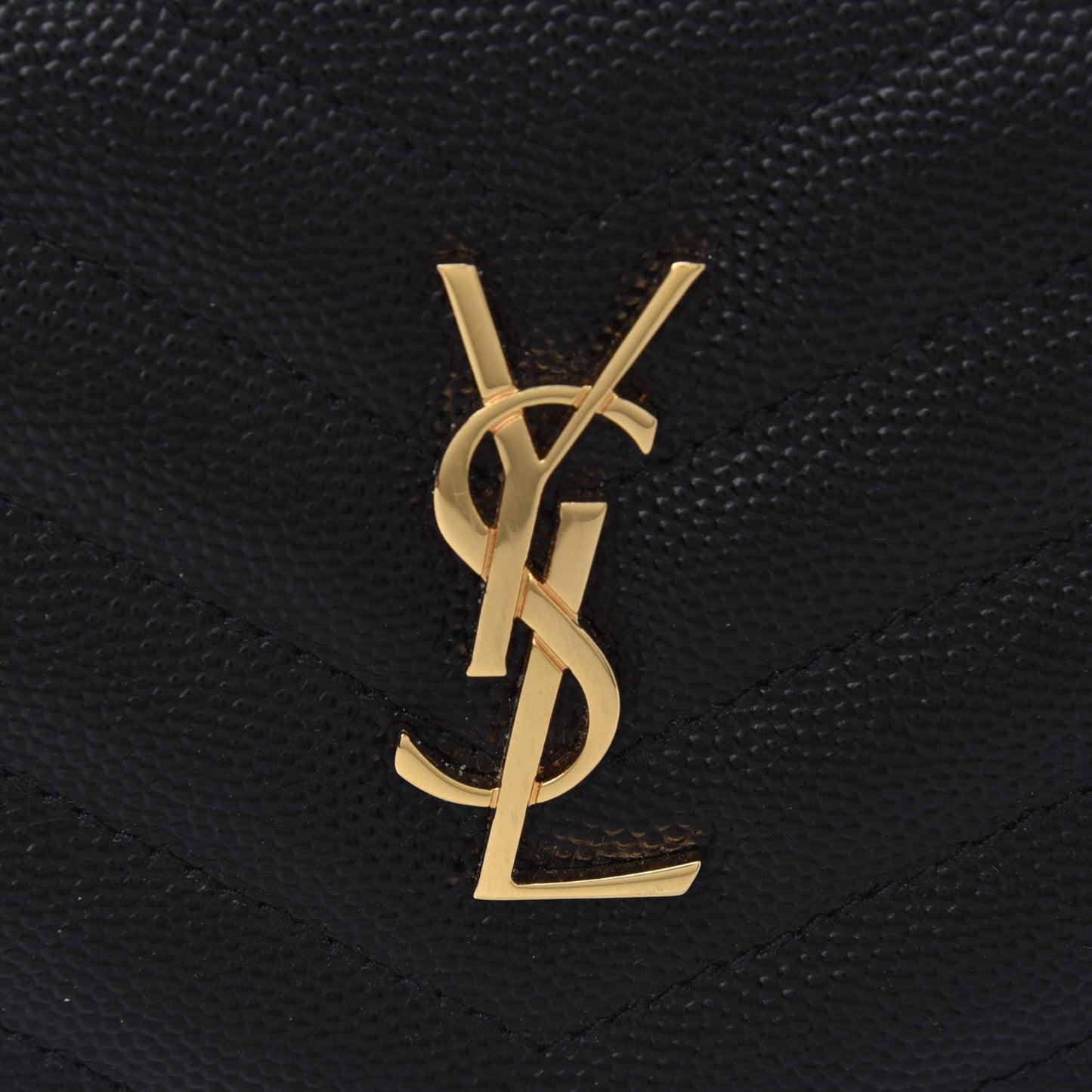 Grain De Poudre Matelasse Chevron Monogram Zipped Two-Part Wallet Black