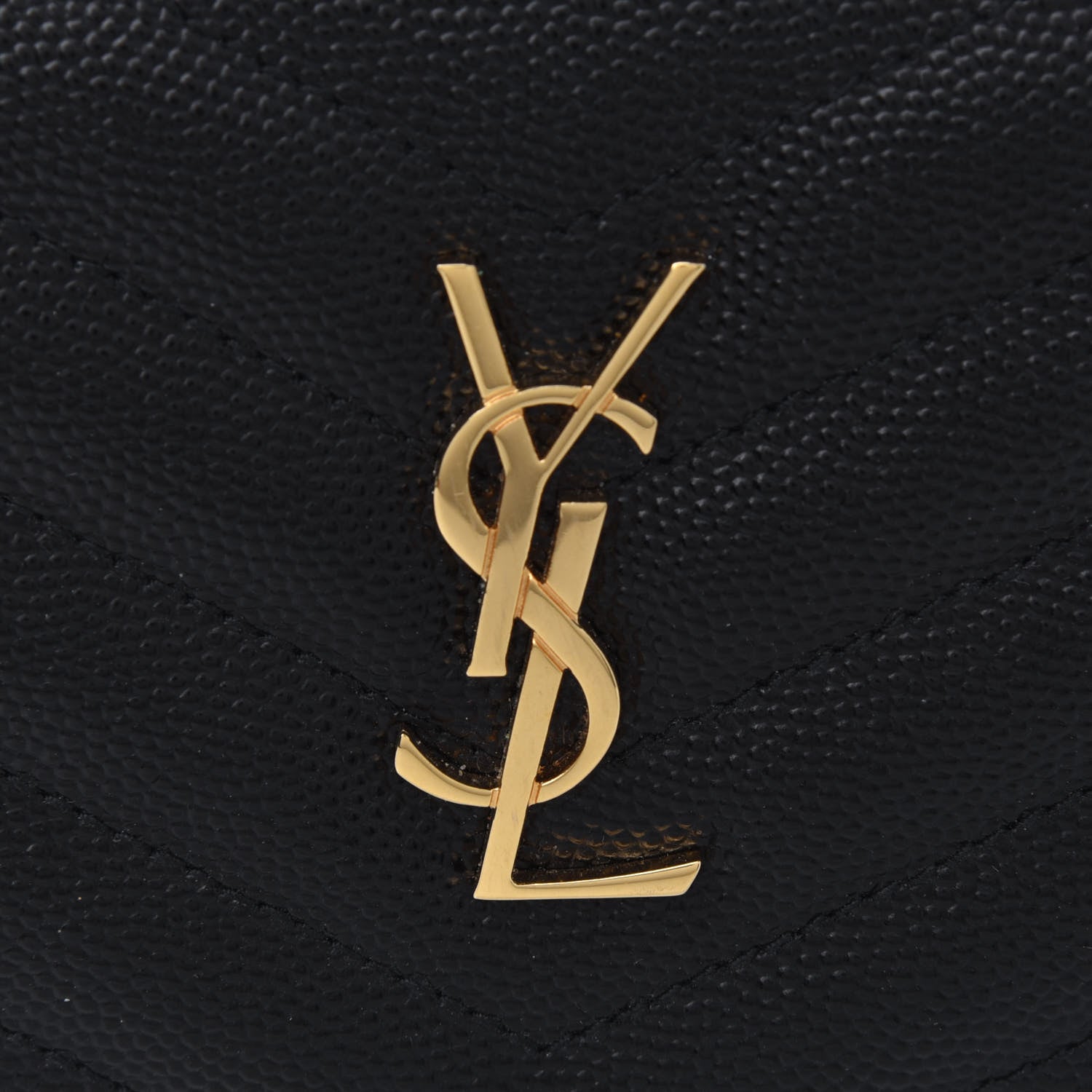 Saint Laurent Grain De Poudre Matelasse Chevron Monogram Zipped Two-Part Wallet Black 5 of 5
