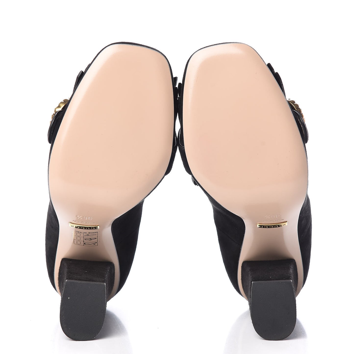 Kid Scamosciato Pearly GG Marmont Fringe 105mm Loafer Pumps 36.5 Black