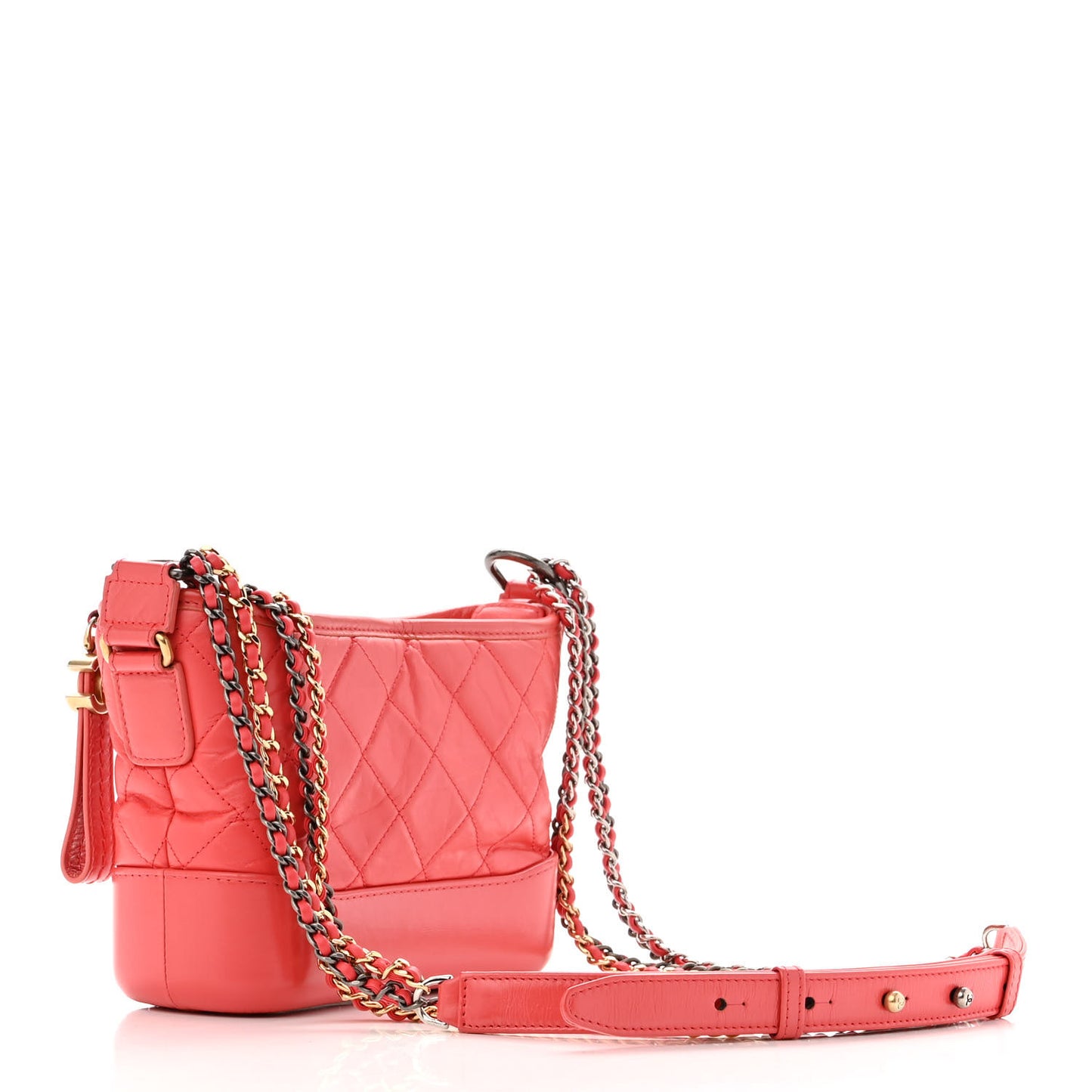 Aged Calfskin Quilted Small Gabrielle Hobo Red