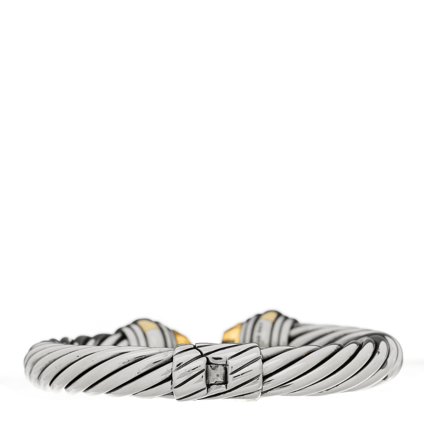 Sterling Silver 14K Yellow Gold Citrine 10mm Cable Classics Hinged Bracelet