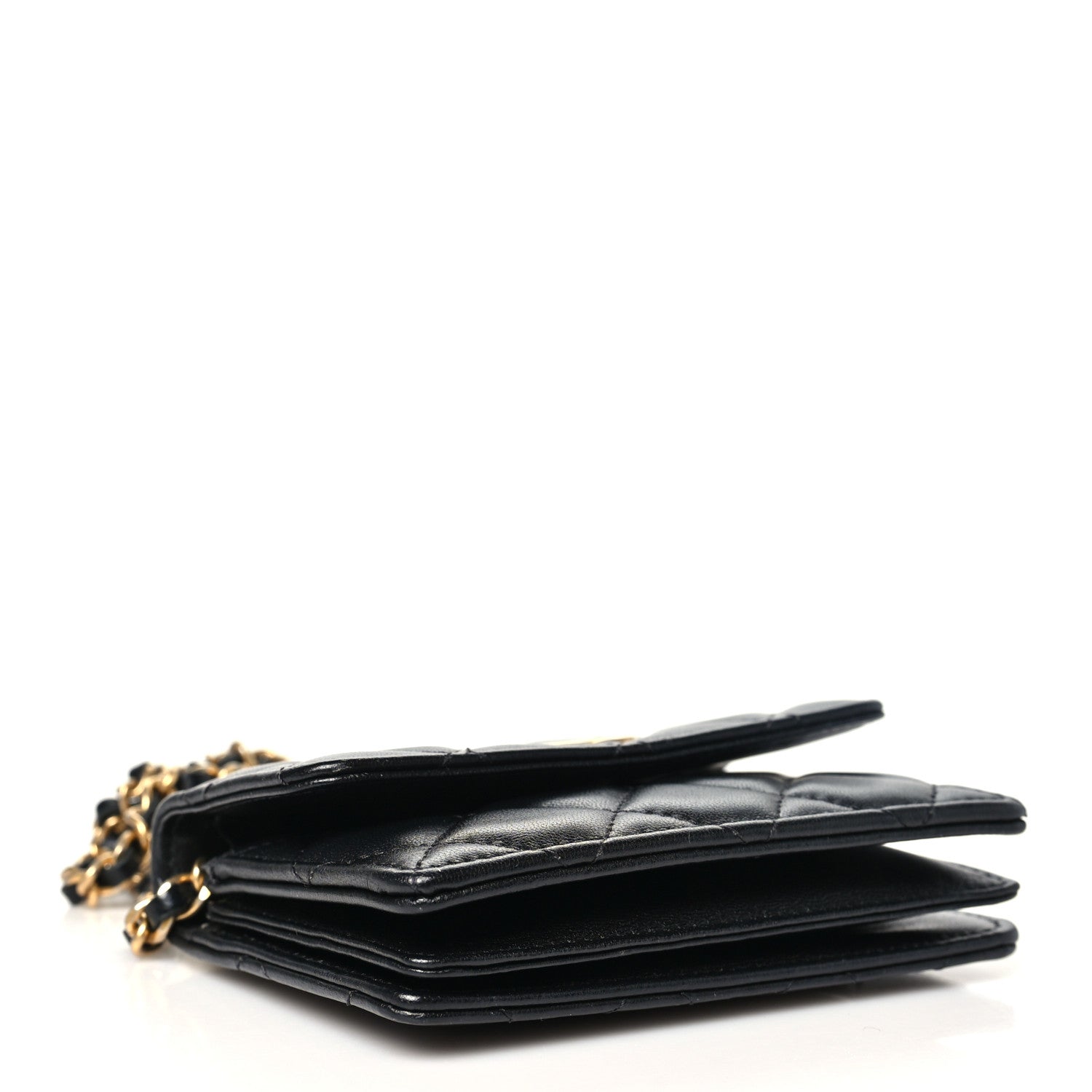 Chanel Lambskin Quilted Pearl Crown Clutch With Chain Black 4 of 11