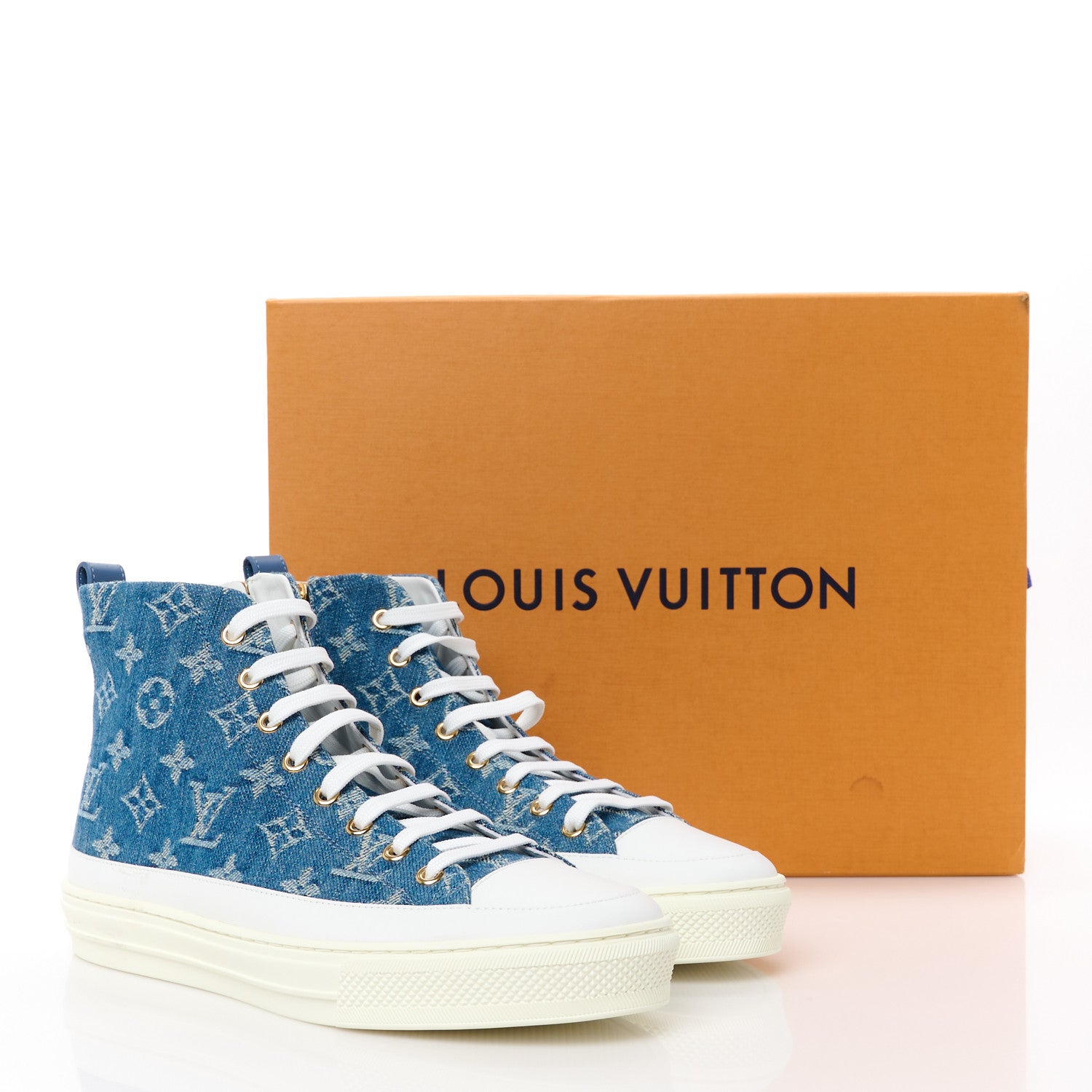 Louis Vuitton Denim Monogram Stellar Sneaker Boots 40 Bleu Jeans 39 Blue 9 of 9