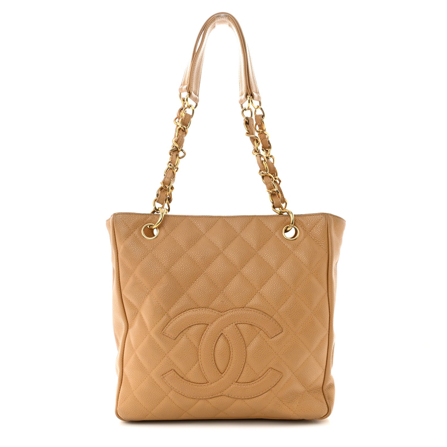 Chanel Caviar Quilted Petit Shopping Tote PST Dark Beige 1 of 16
