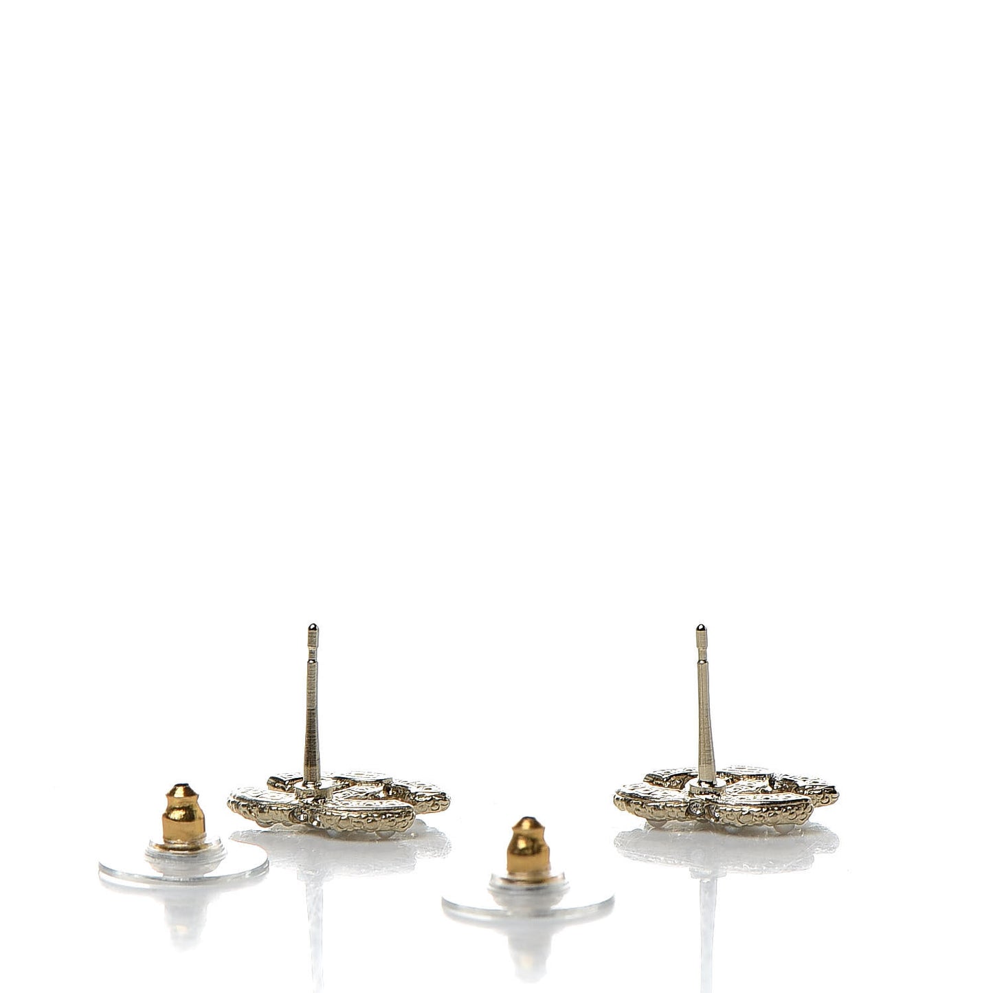 Metal Graduated Pearl Crystal CC Earrings Light Gold