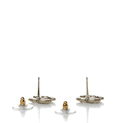 Chanel Metal Graduated Pearl Crystal CC Earrings Light Gold 3 of 4