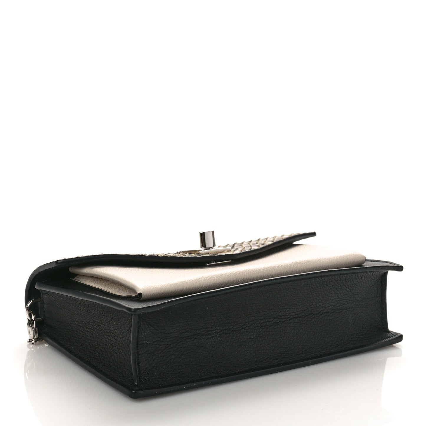 Soft Calfskin Snakeskin My Lockme Chain Bag BB Black White Beige