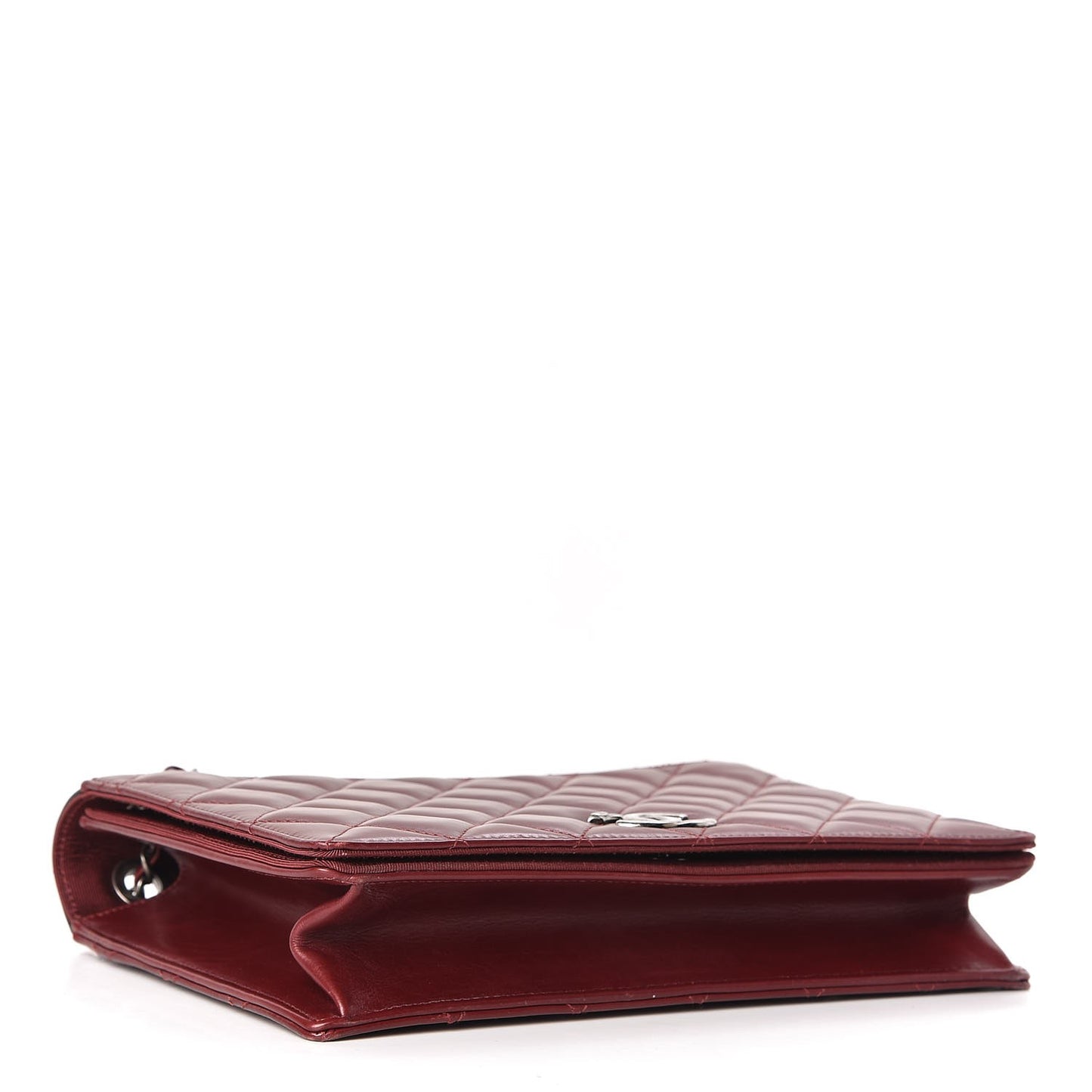 Calfskin Quilted Ballerine Flap Black Dark Red