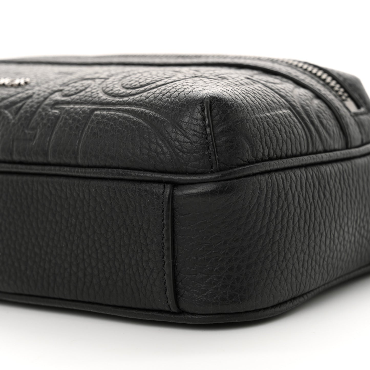 Grained Calfskin Embossed Dior Gravity Rider Zipped 2.0 Messenger Black