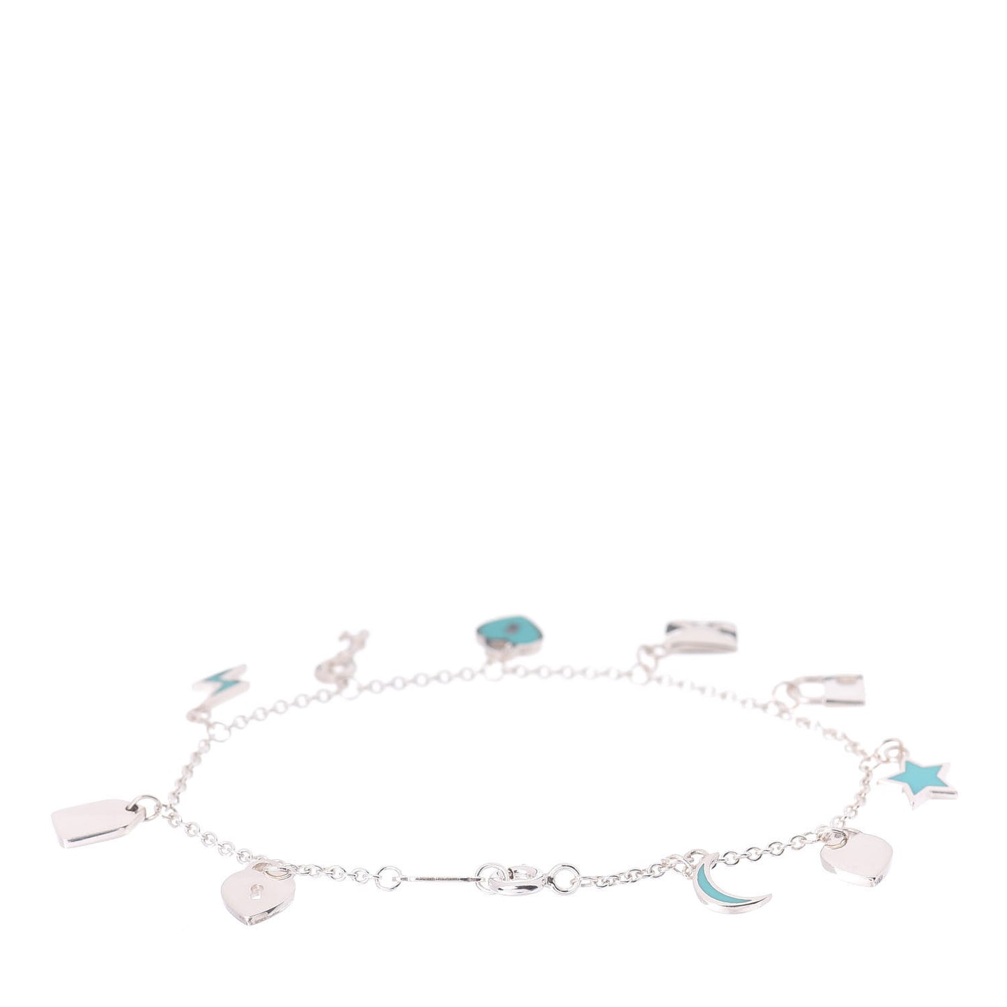 Sterling Silver Enamel Love Notes Charm Bracelet Blue