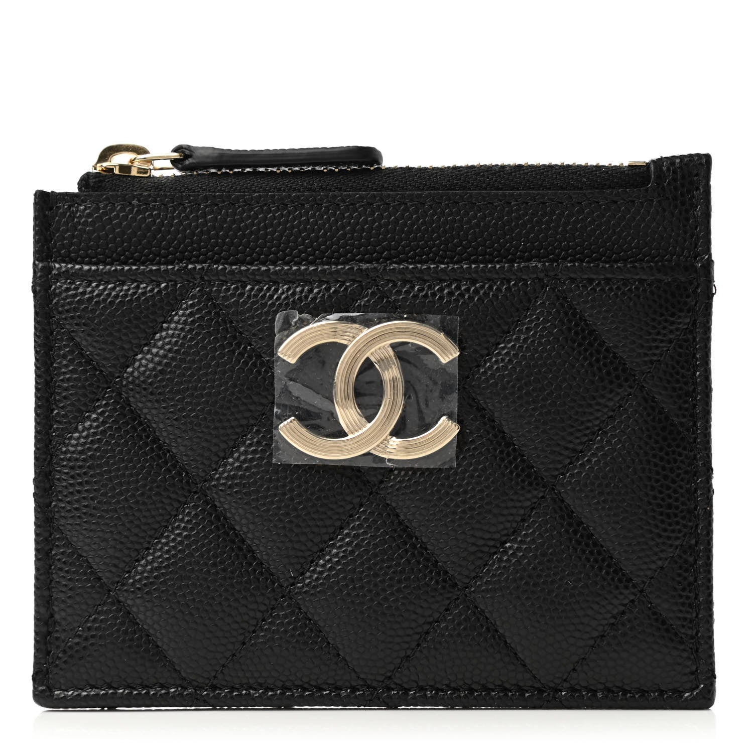 Chanel Caviar Quilted CC Zip Card Holder Black 1 of 8